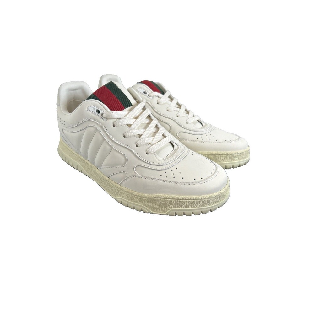 GUCCI Re-Web Low Top White Leather Sneakers Men’s Sneakers 12.5 USA $1190